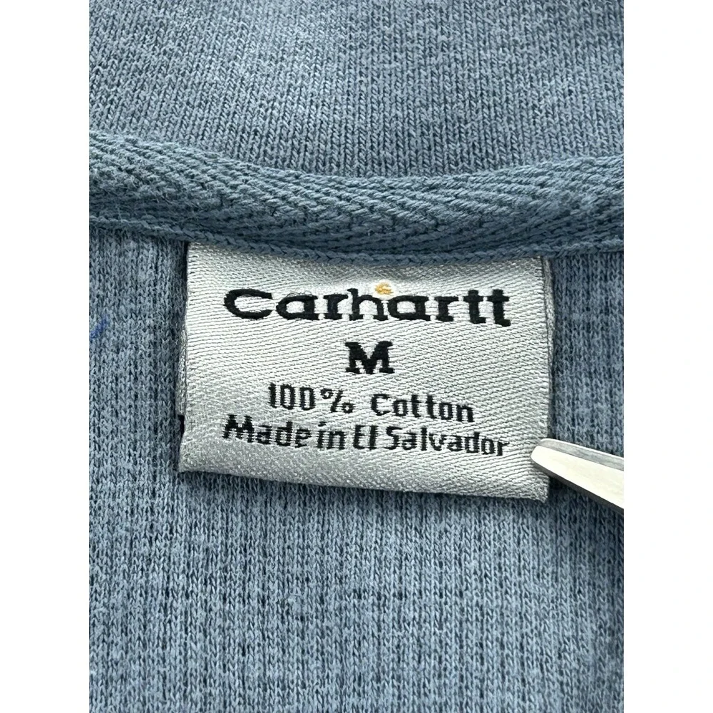 Carhartt K346 Men's M Blue Quarter Zip Thermal Waffle Knit Pullover Cotton